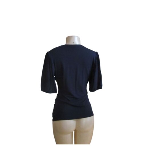 Boden Navy Cross Front V-Neck 3/4" Sleeve Blouse Size 8 - Picture 4 of 5